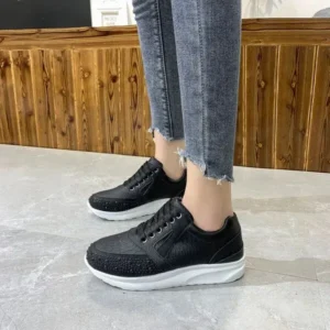 Holterdesigns Women Casual Rhinestone Decor Fashion Plus Size Sports Running Shoes Round Toe Sneakers